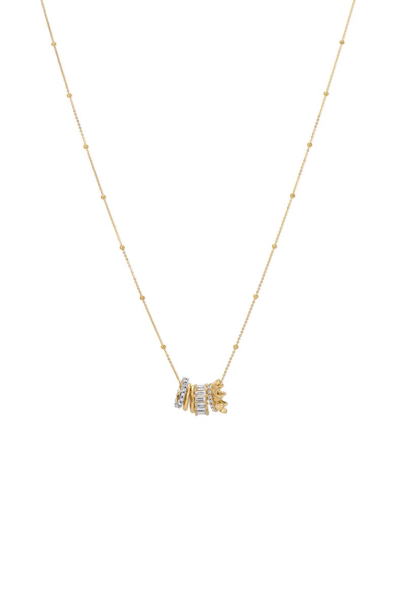 Royal Rager Diamond & Mini Bead Pendant Necklace, Main, color, GOLD/ SILVER