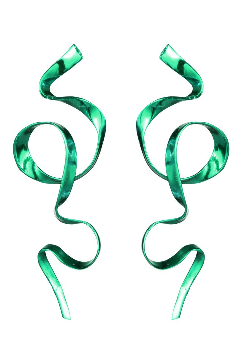 Allegro Ribbon Drop Earrings, Main, color, EMERALD