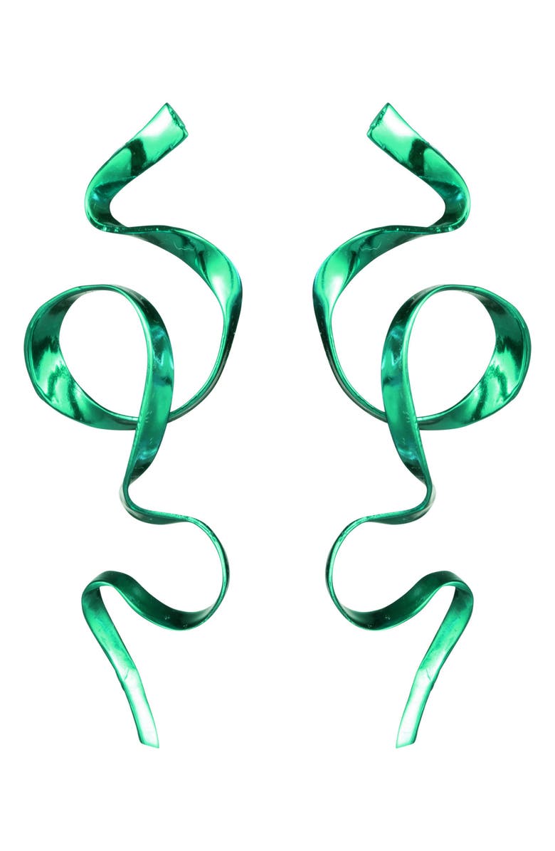 Sterling King Allegro Ribbon Drop Earrings, Main, color, Emerald