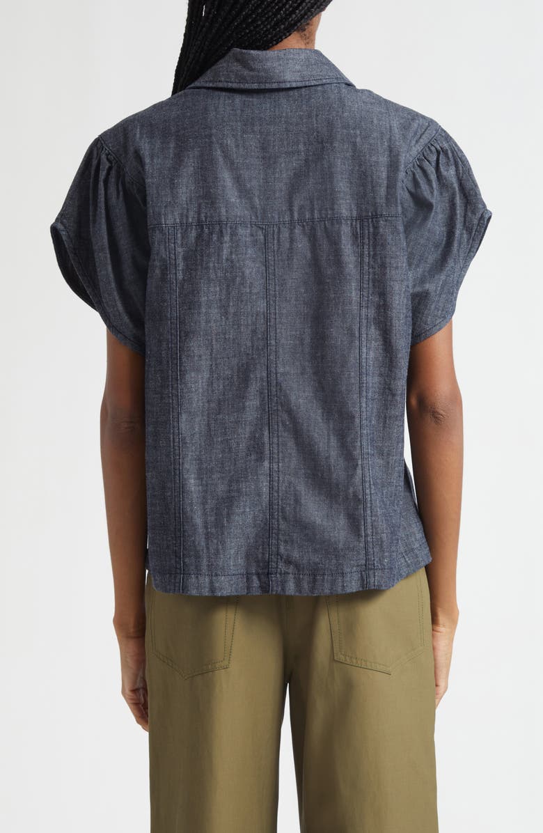 3.1 Phillip Lim Short Sleeve Denim Button-Up Shirt, Alternate, color, Washed Indigo