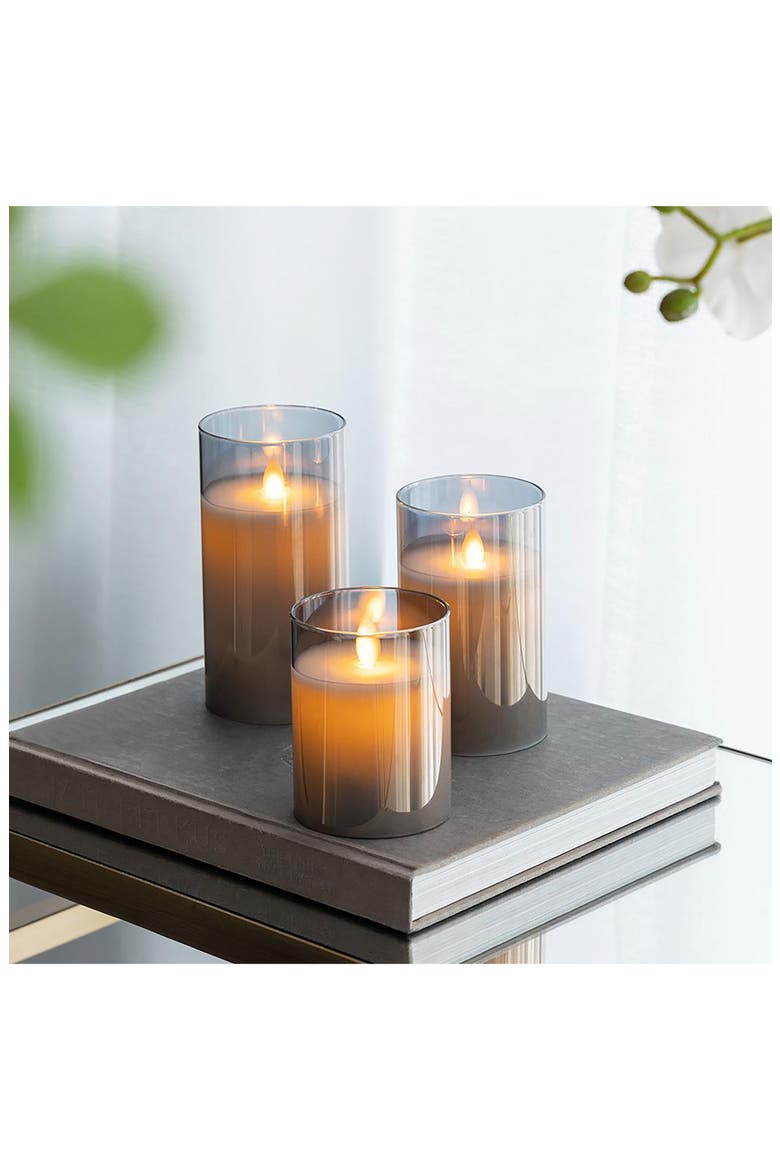 Set of 3 Flameless LED Candles, Alternate, color, GRAY