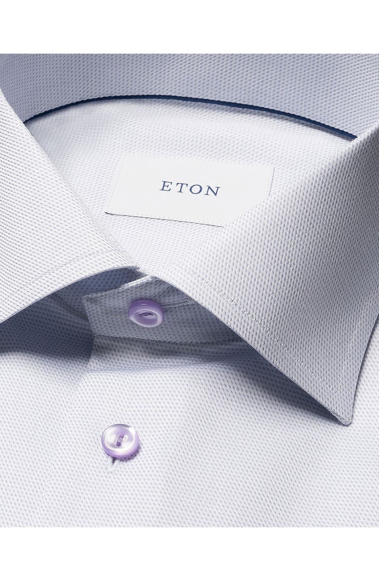 Eton Slim Fit Textured Cotton Dress Shirt, Alternate, color, Light Purple