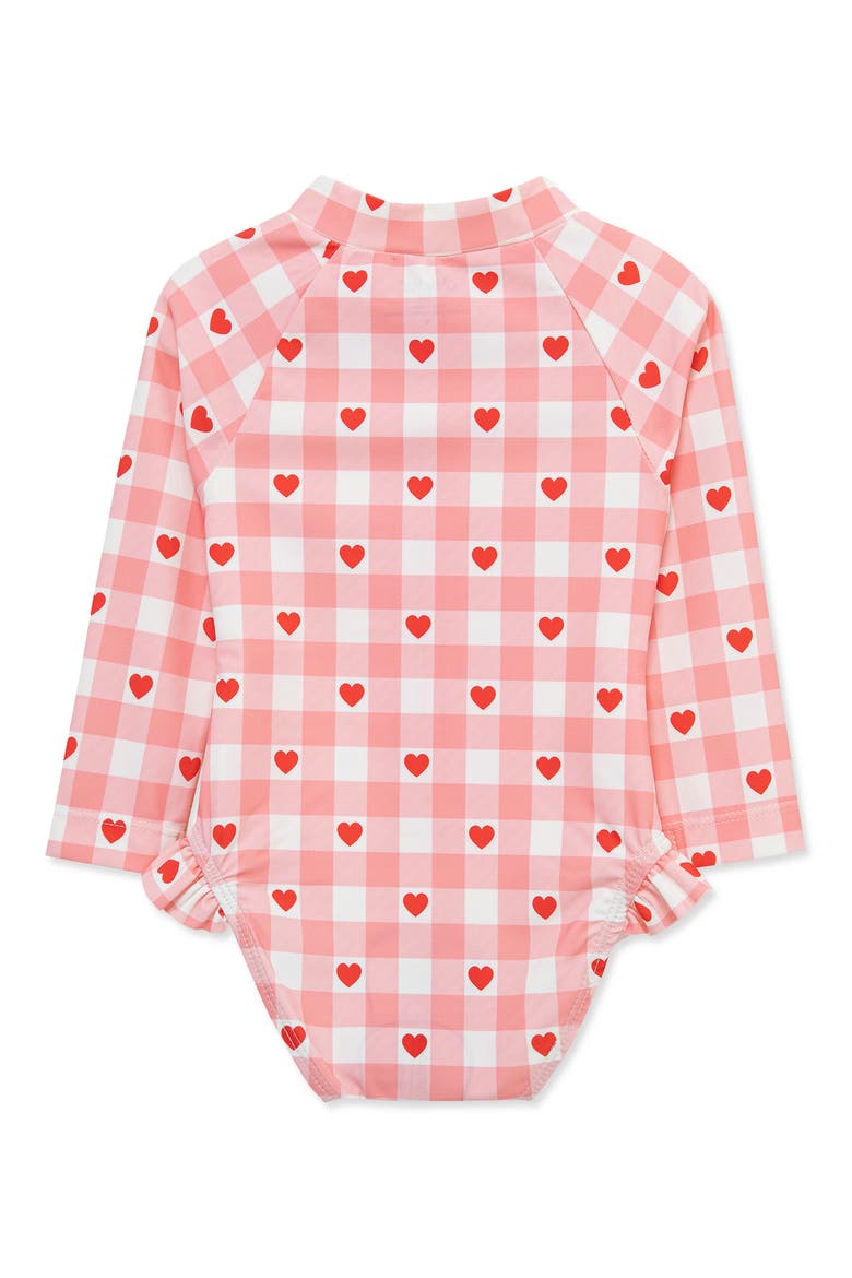 Heart One-Piece UPF 50+ Rashguard, Alternate, color, PINK