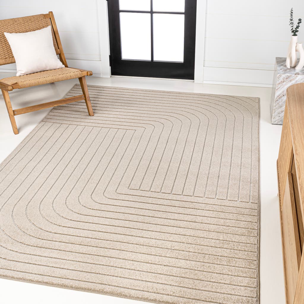 Jonathan Y Odense High-low Minimalist Angle Geometric Indoor/outdoor Area Rug In Beige/cream