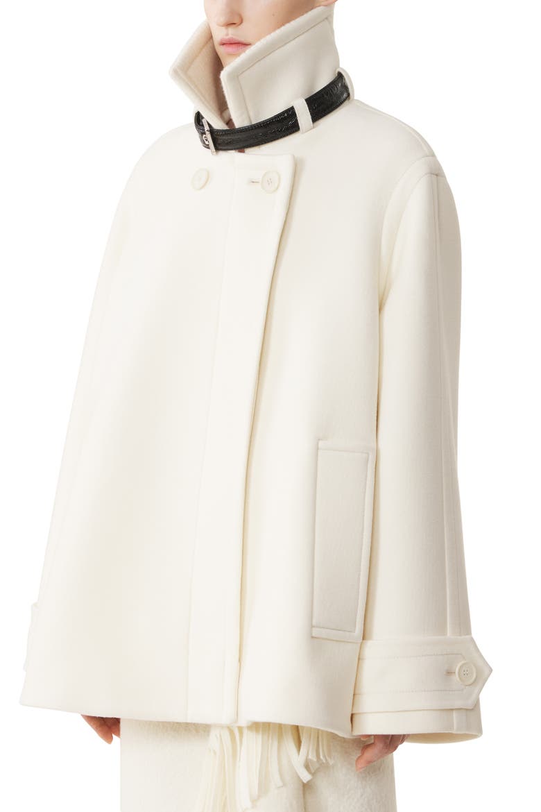 Short Wool Coat With Stand-Up Collar, Alternate, color, Off White