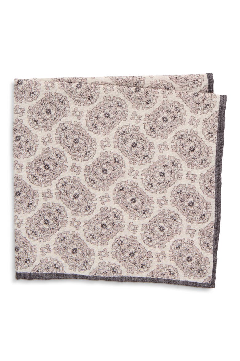 Wool & Cotton Pocket Square, Main, color, 000213 IV SND LT GRY