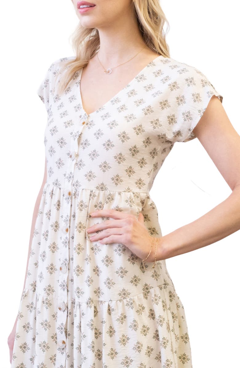 Blu Pepper Geo Print Button-Up Midi Dress, Alternate, color, 