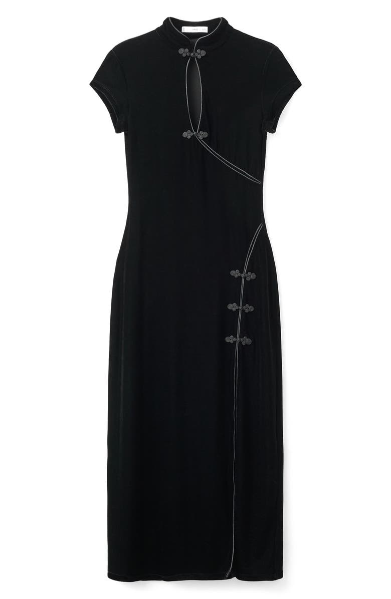 MANGO Soutache Trim Velvet Dress, Alternate, color,