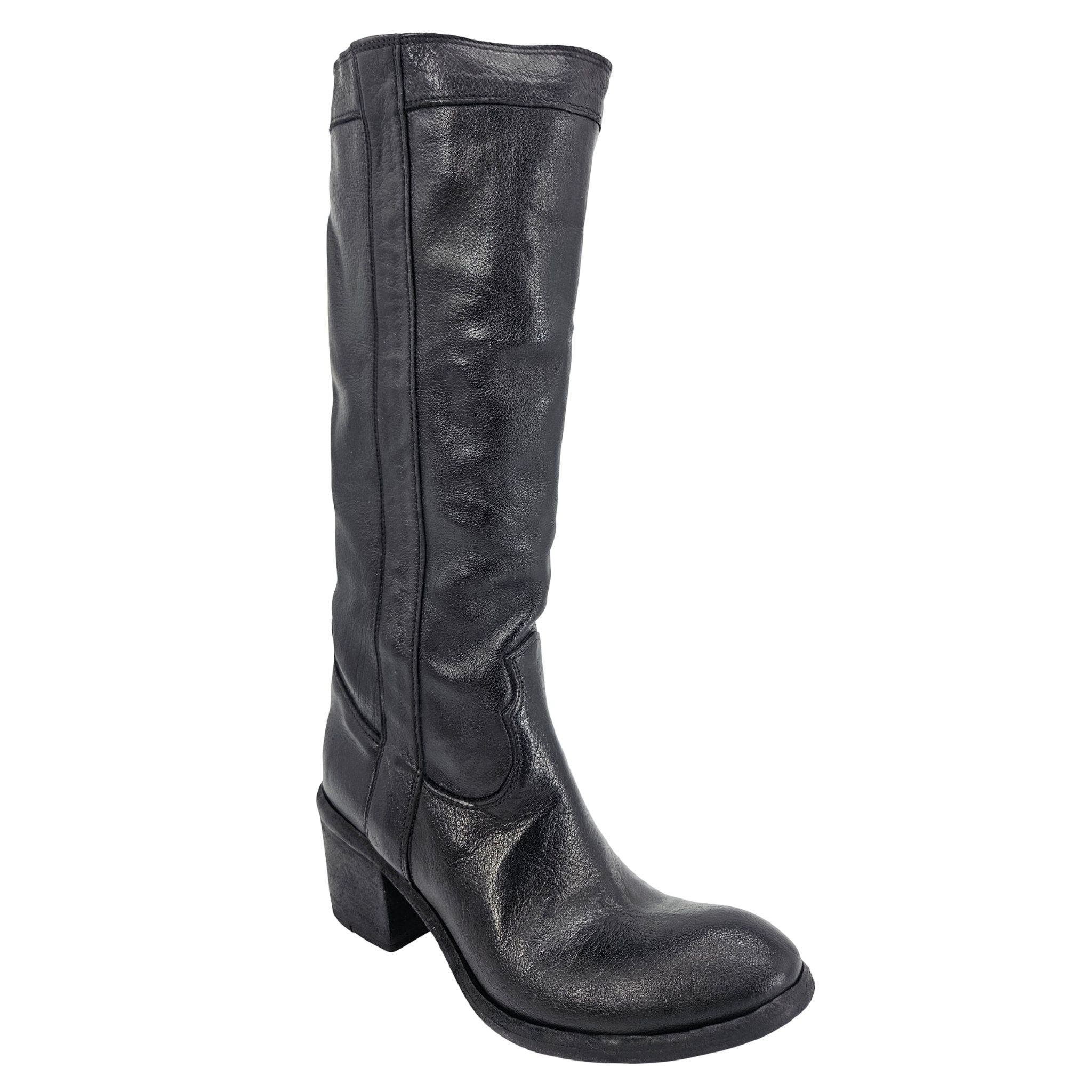 Madison Maison Washed Leather Knee-High Pull-on Boot, Alternate, color, Black