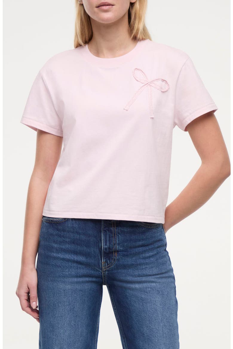 Pretty Bow Appliqué T-Shirt, Main, color, PALE LILAC