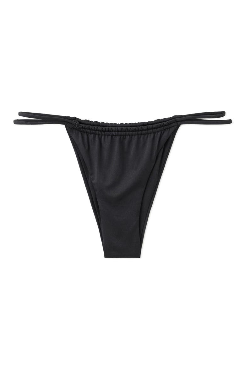 Starring Hailey Bieber Double Strap Cheeky Bikini Bottoms, Main, color, BLACK