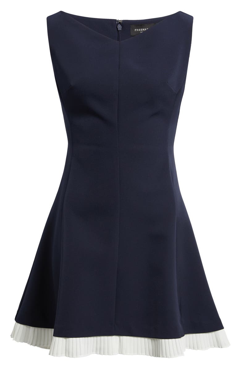 FREEMARKET Contrast Hem Detail Fit & Flare Minidress, Alternate, color, Navy/ White