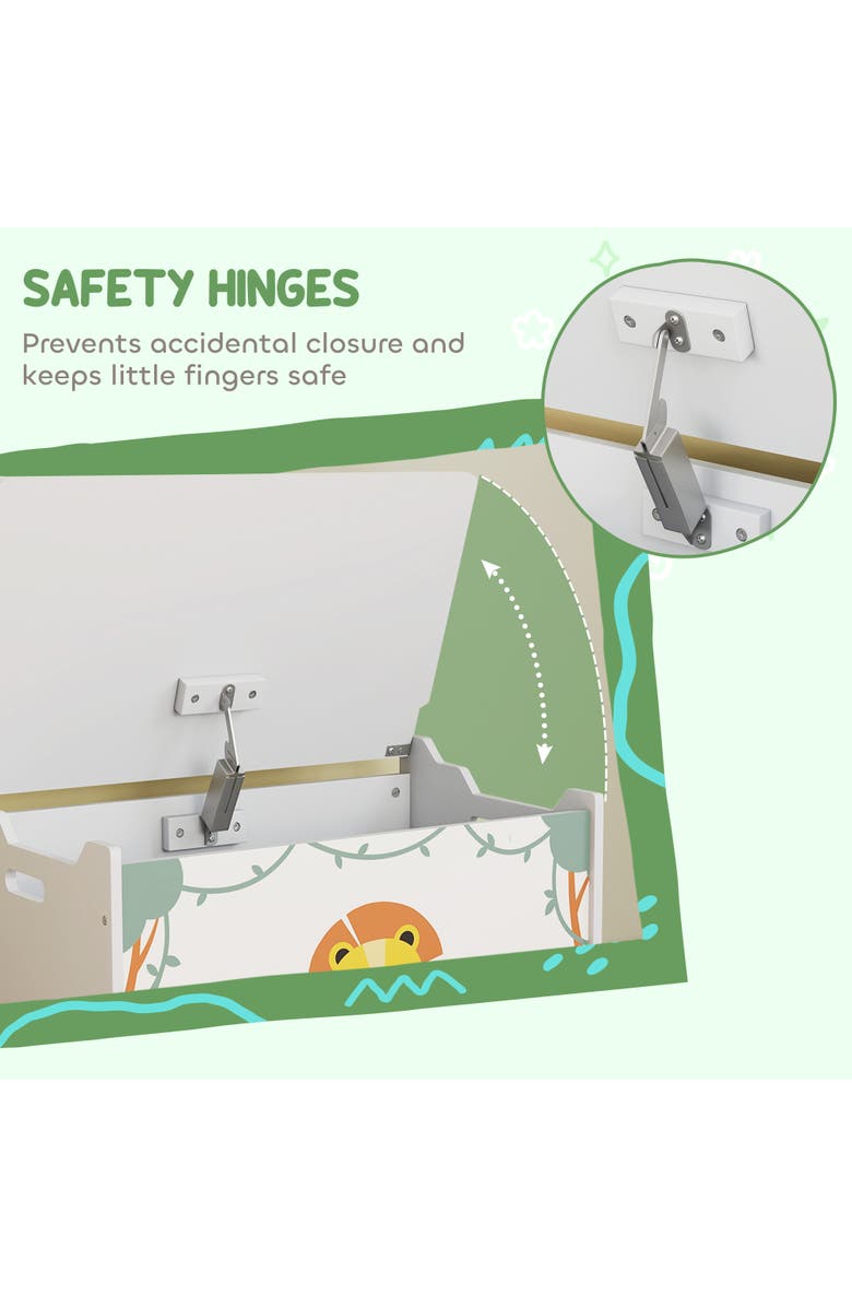 Qaba Kids Toy Box (w/ Lid), Safety Hinges, Handles, Storage, Alternate, color, Green