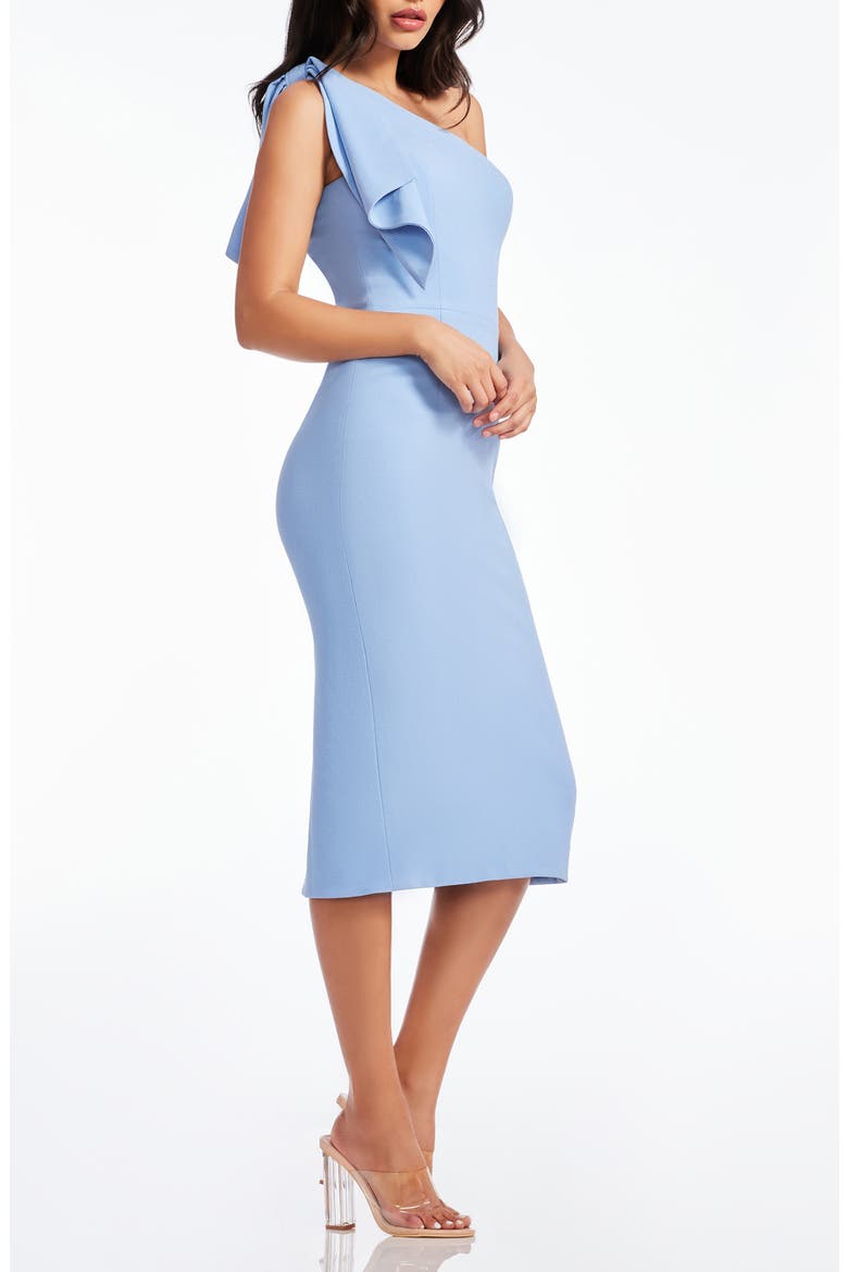 Tiffany One-Shoulder Midi Dress, Alternate, color, SKY