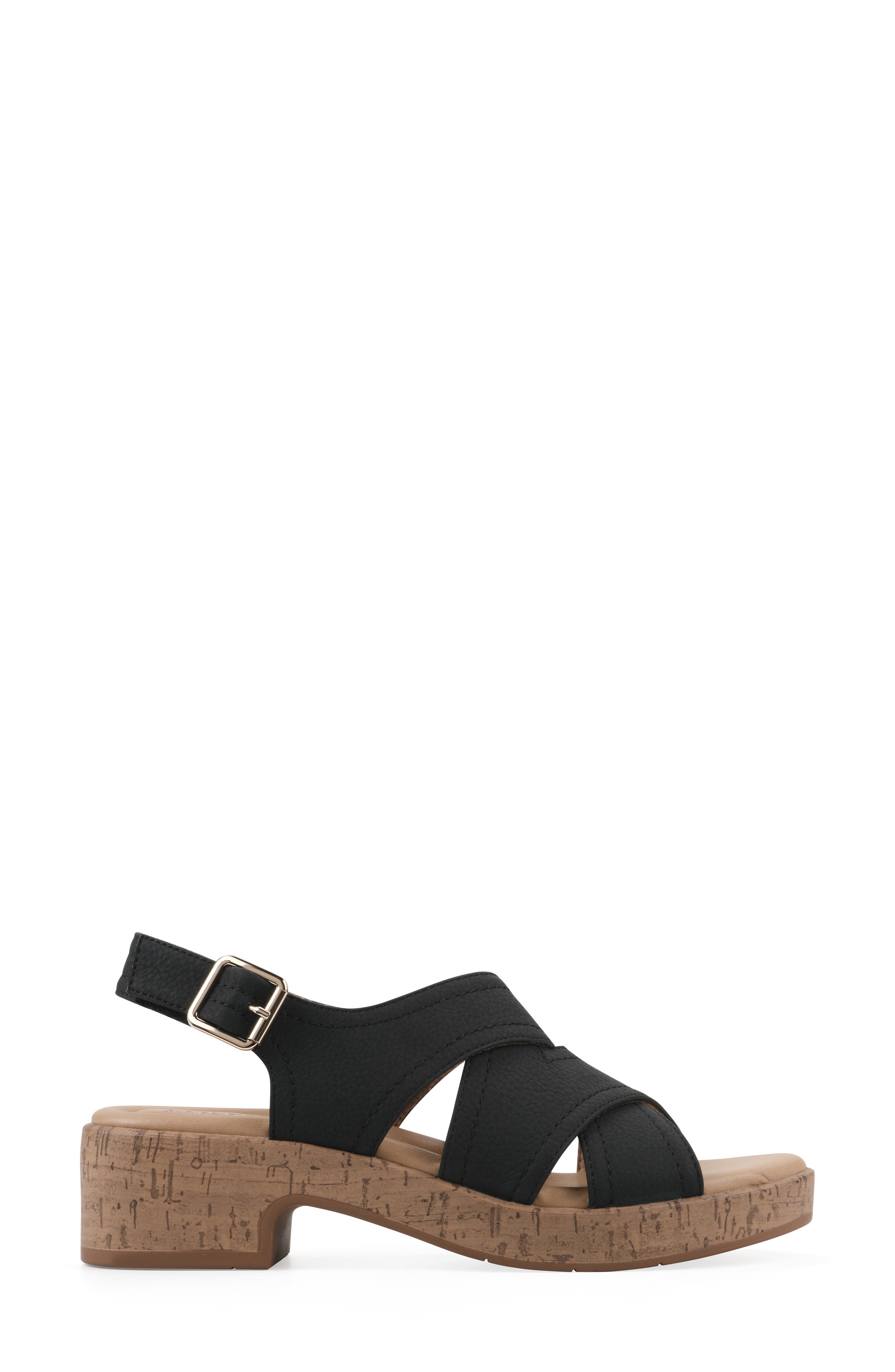 CLIFFS BY WHITE MOUNTAIN Finlee Block Heel Sandal, Alternate, color, Black Nubuck