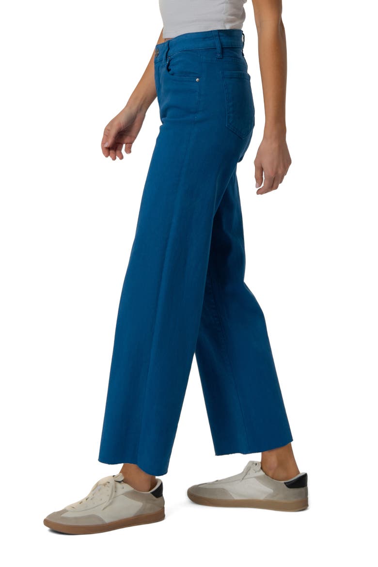 Raw Hem High Waist Ankle Wide Leg Jeans, Alternate, color, SAPPHIRE