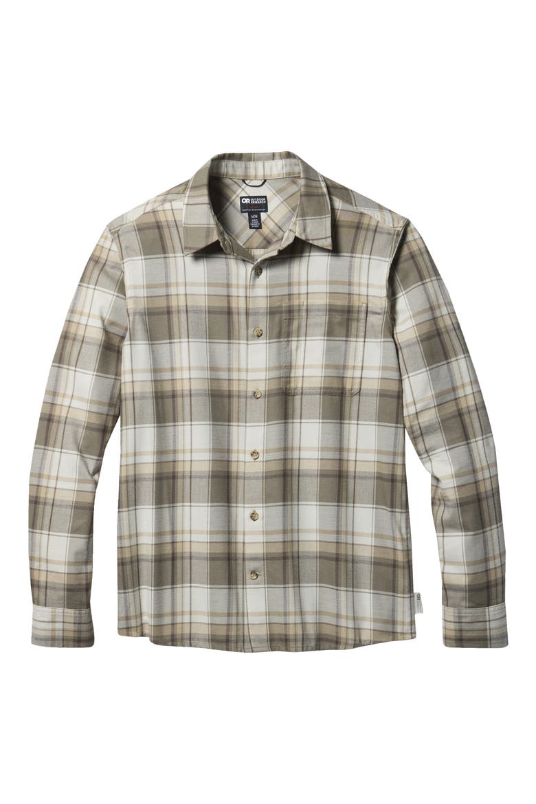 Ravenna Performance Flannel Button-Up Shirt, Alternate, color, OYSTER PLAID