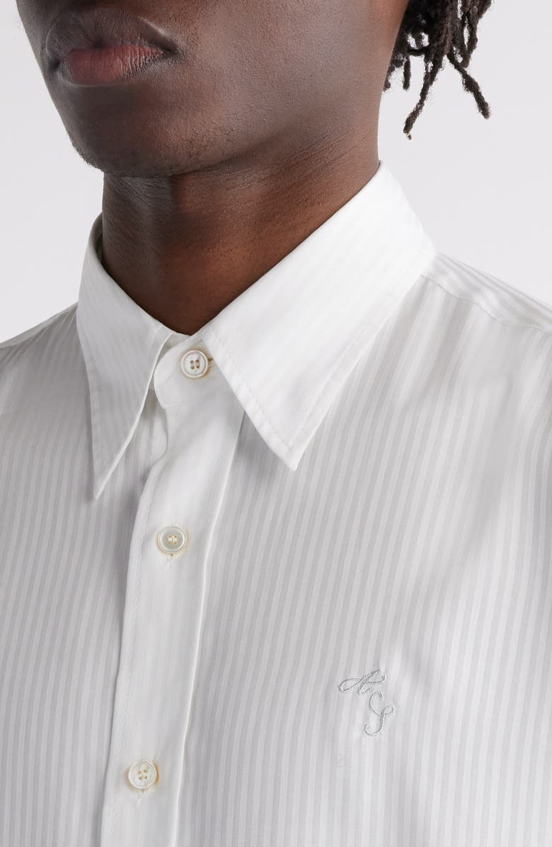 Acne Studios Tonal Pinstripe Lyocell Button-Up Shirt, Alternate, color, 