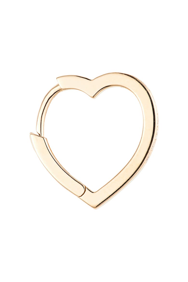 Antifer Diamond Pavé Huggie Heart Hoop Earring, Alternate, color, ROSE GOLD