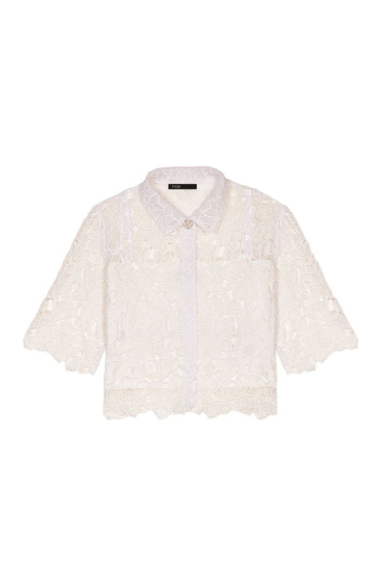 maje Cropped floral lace blouse, Main, color, 
