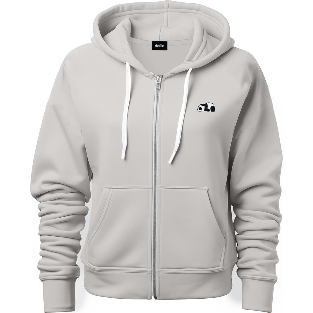 Shop Dalix Panda Zip Hoodie In Silver