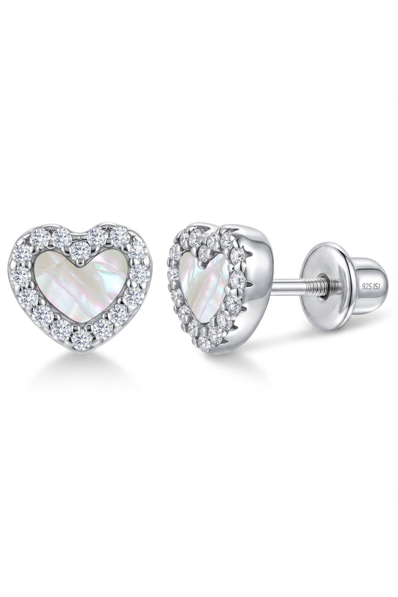 Cluster Heart Girl Earrings, Main, color, Silver