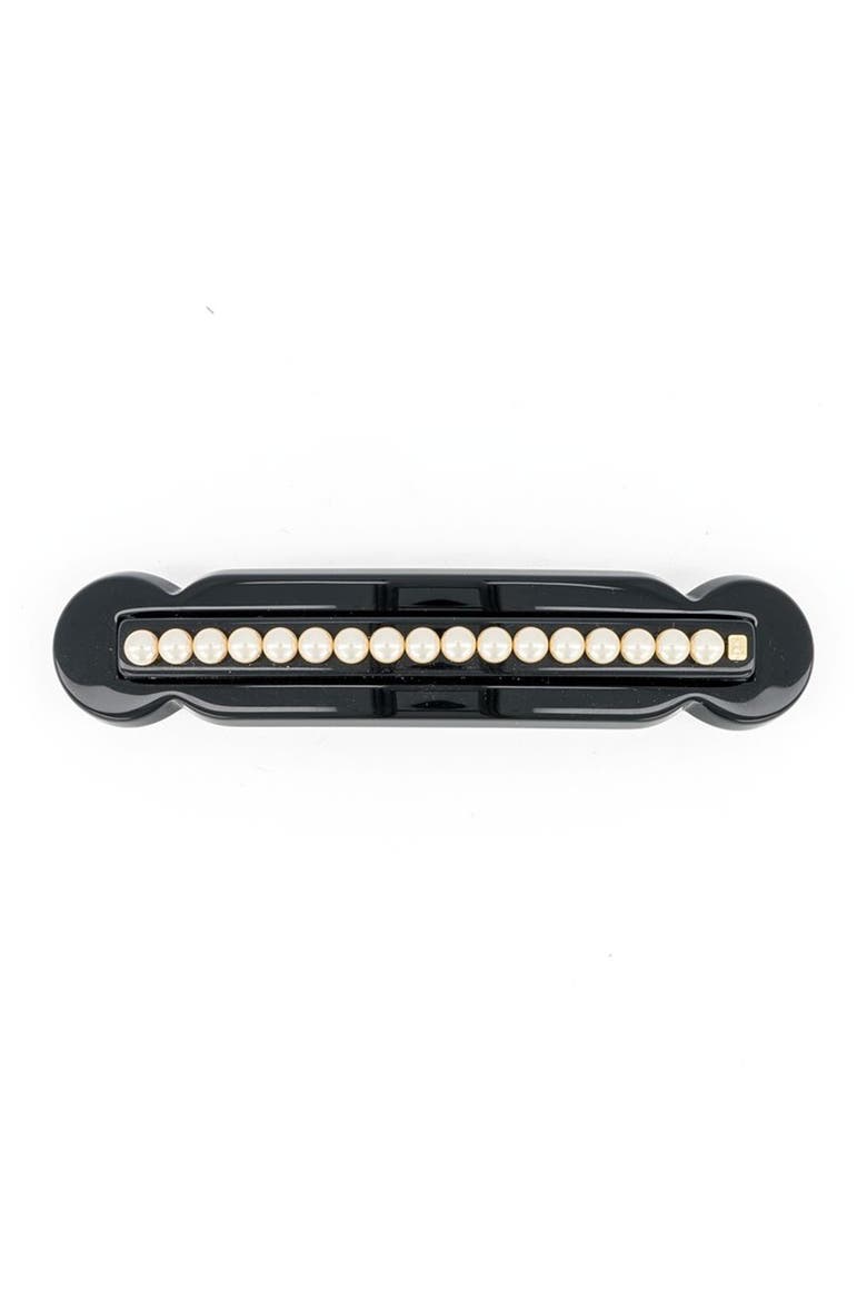 Lineature Pearls Acetate Barette, Main, color, Black