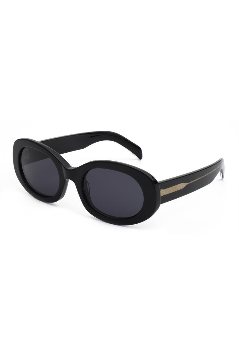 Milan Oval Sunglasses, Alternate, color, Black/Black