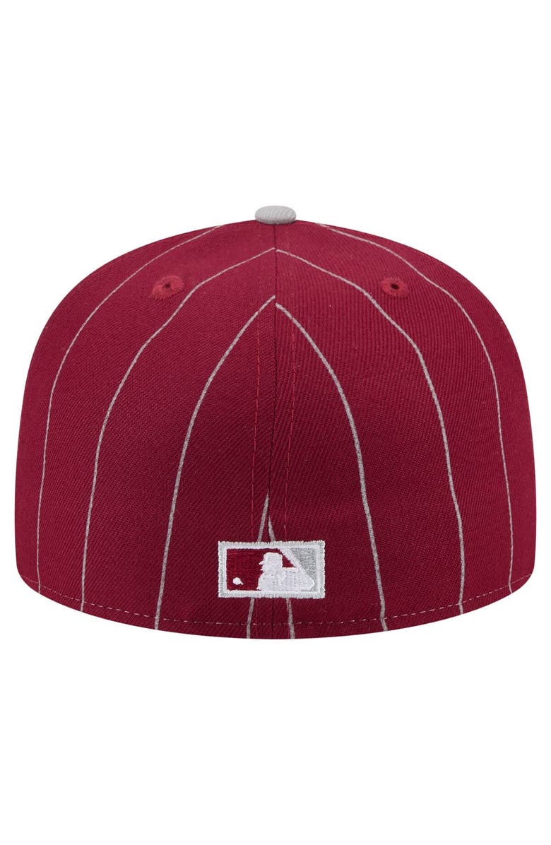 New Era Men's New Era  Dark Red Philadelphia Phillies Pinstripe 59FIFTY Fitted Hat, Alternate, color, 