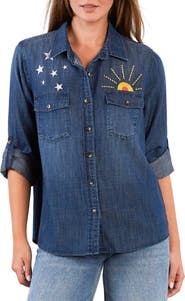 Billy T Hello Sunshine Embroidered Button-Up Shirt