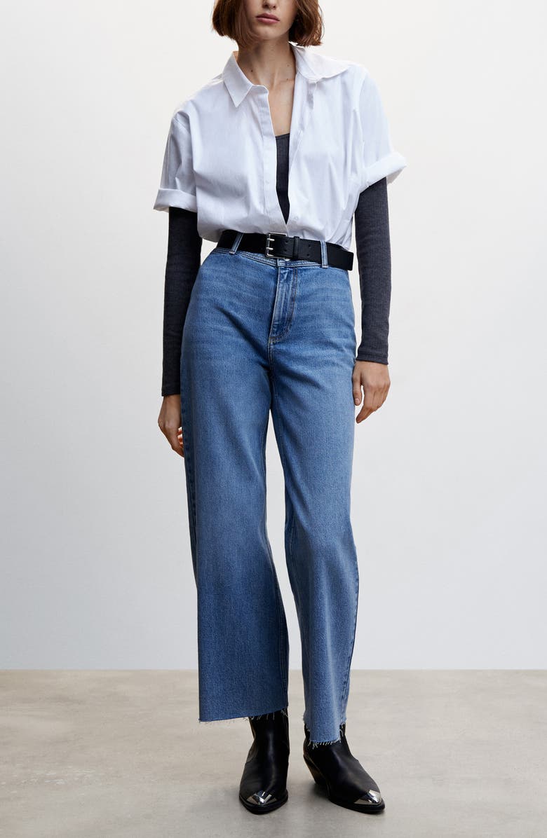 MANGO High Waist Culotte Jeans, Alternate, color,