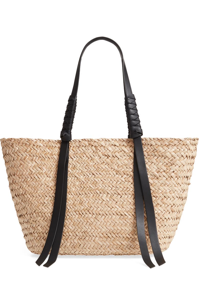 AllSaints Playa East/West Woven Straw Beach Tote, Main, color,