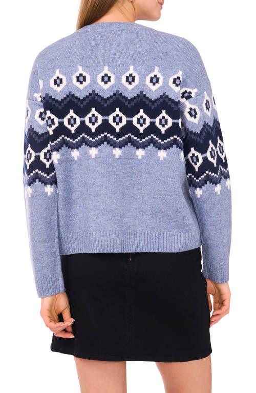 Vince Camuto Fair Isle Crewneck Sweater In Blue