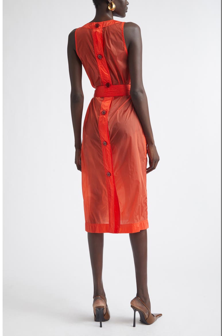 Button Back Belted Nylon Dress, Alternate, color, ROUGE ORANGE