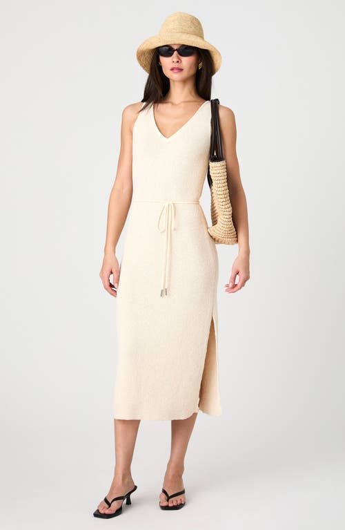 French Connection Terry Spun V Neck Midi Dress In Ecru In Sand