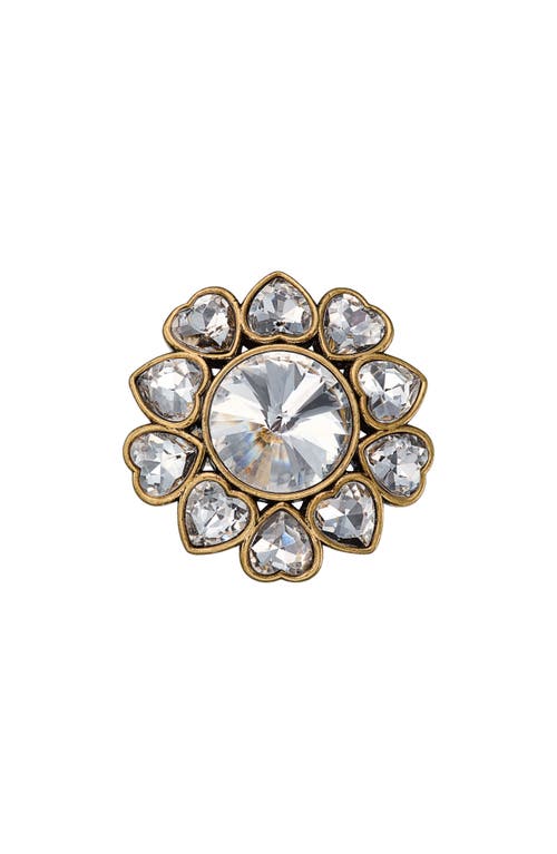 Kurt Geiger London Heart Crystal Cocktail Ring In Gold