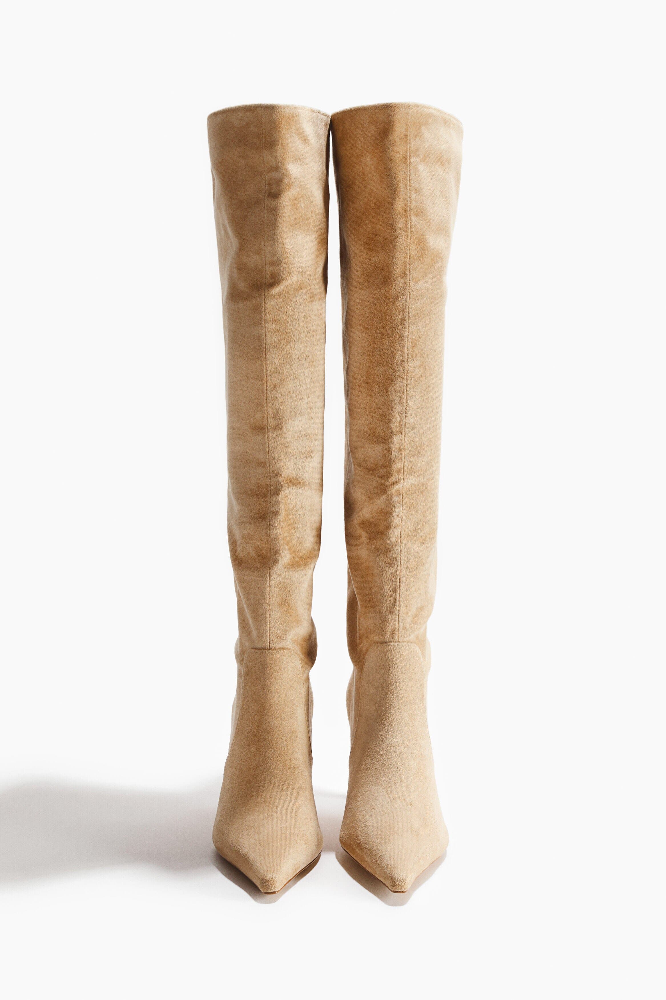 H&M Knee-high Boots, Alternate, color, Beige