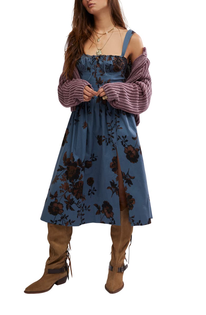 Free People Laters Baby Stretch Cotton Midi Sundress, Alternate, color, 