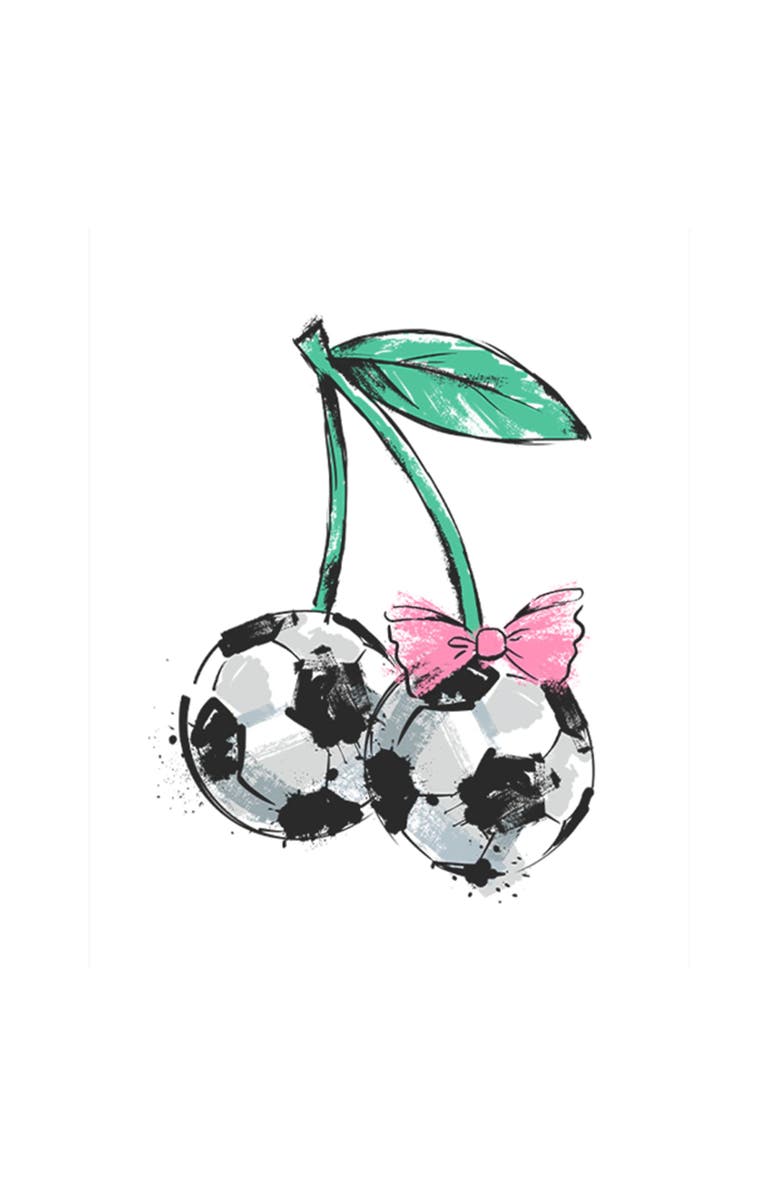 Lost Gods Women's Lost Gods Soccer Cherries Watercolor Sketch Graphic T-Shirt, Alternate, color, White