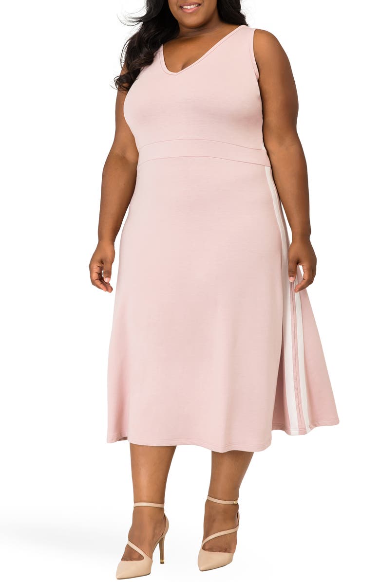 Poetic Justice Rina Side Stripe Fit and Flare Dress, Alternate, color, 