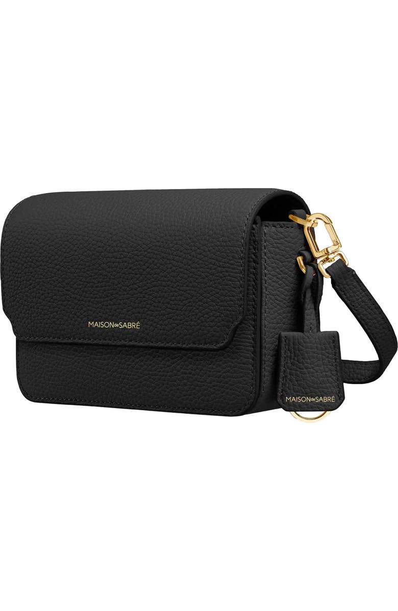 MAISON de SABRÉ Mini Leather Flap Bag, Alternate, color, Black Caviar
