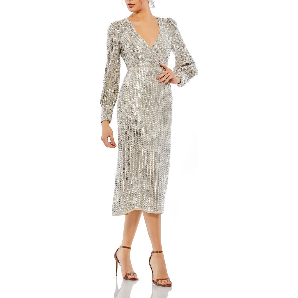 Mac Duggal Midi Dress In Silver