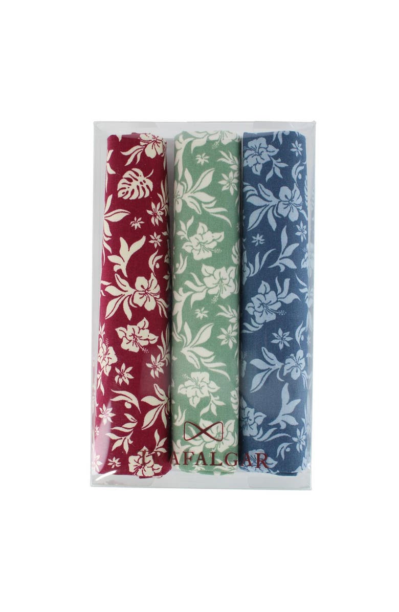 Trafalgar Oleander Floral and Vine Patterned Handkerchiefs, Main, color, Red, Sage, Blue