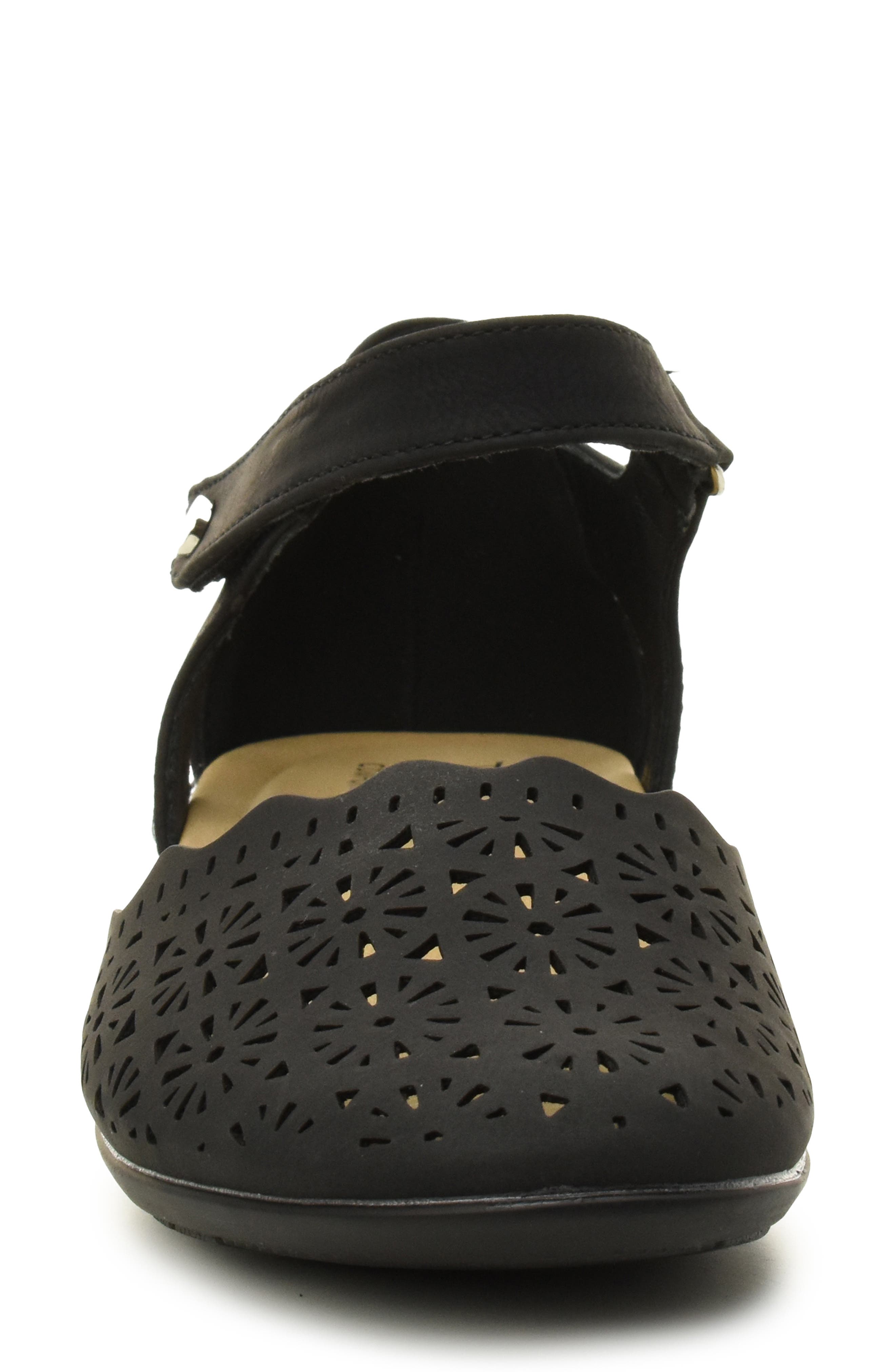 Taryn Rose Laser Cut Ankle Strap Sandal, Alternate, color, Black