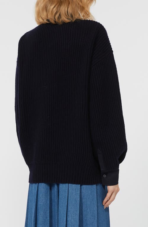 Weekend Max Mara Vanda Virgin Wool & Cashmere Rib Polo Sweater In Blue