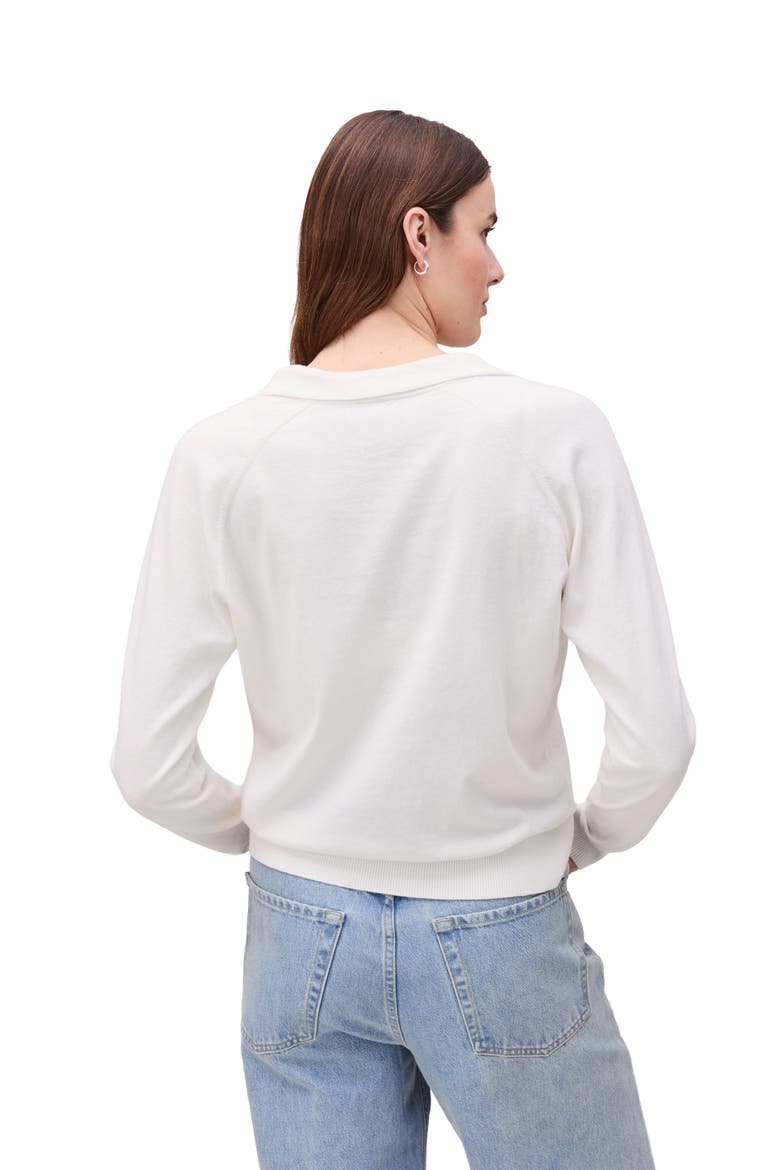 Washable Cotton Silk Henley, Alternate, color, Coconut Milk