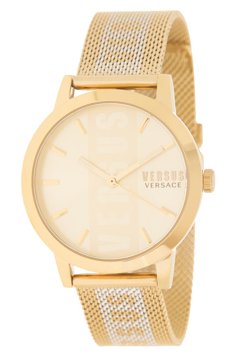 Men's Three-Hand Quartz Mesh Strap Watch, 38mm, Main, color, GOLD