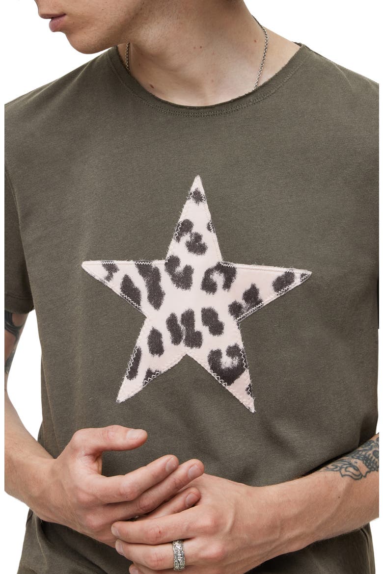 Raw Edge Cheetah Star Appliqué T-Shirt, Alternate, color, COAL