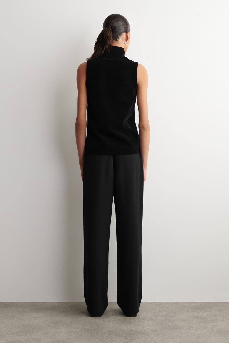 Chenille Mock-Neck Vest, Alternate, color, BLACK