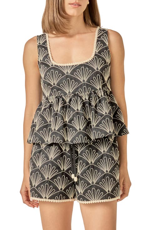 Embroidered Babydoll Top